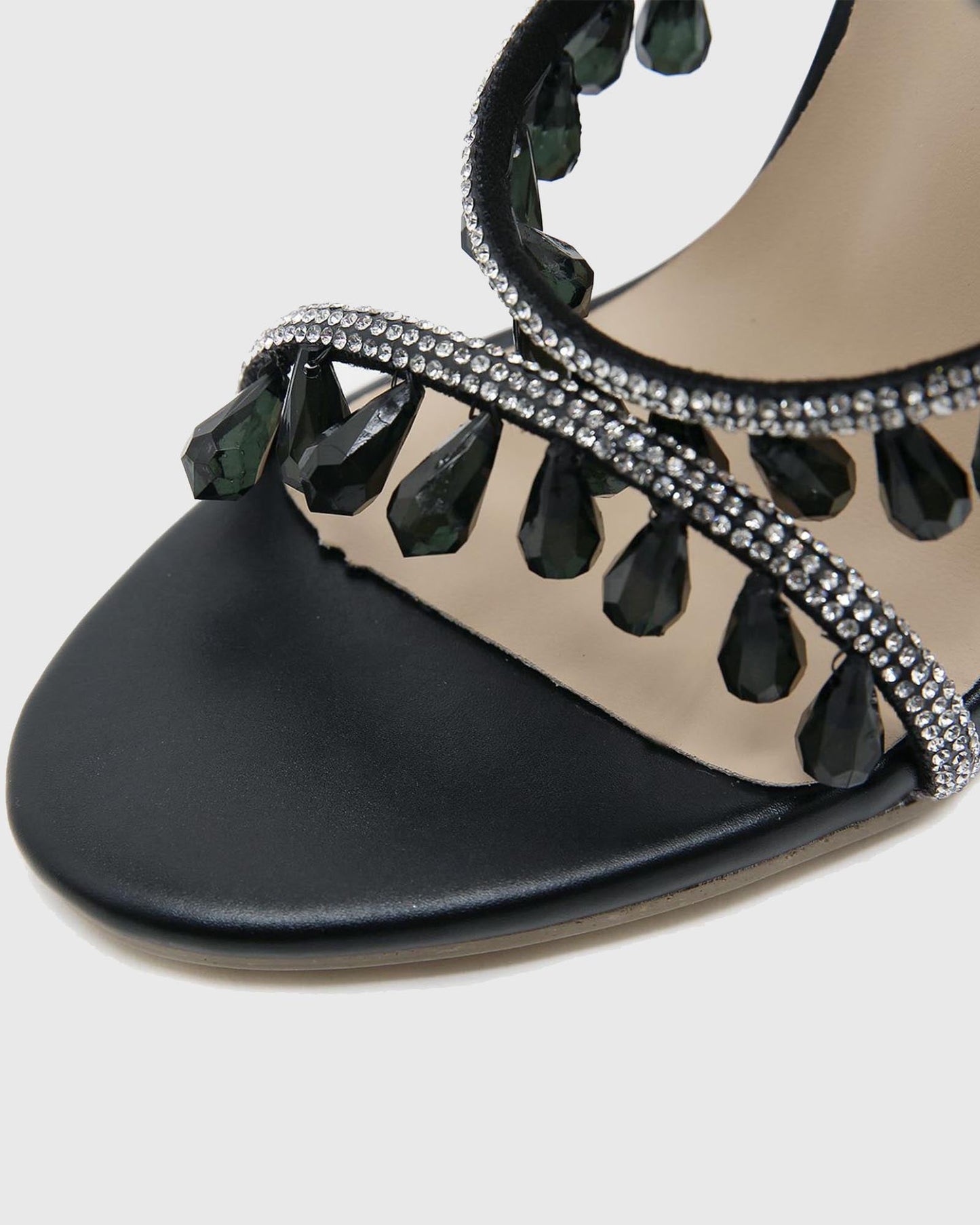 Elisa Diamond Fringe Snake Sandals In Black