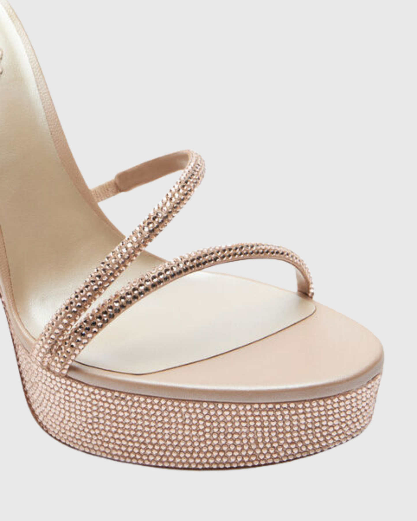Elisa Rhinestone Embellished Snake Platform Sandals In Beige