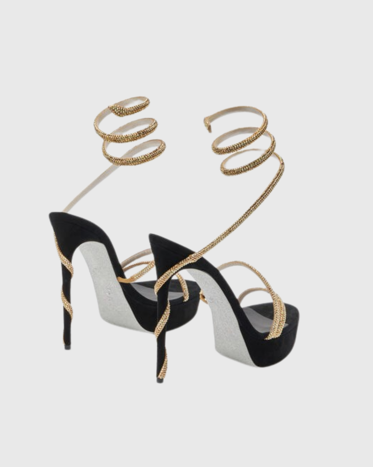 Elisa Rhinestone Embellished Snake Platform Sandals In Black