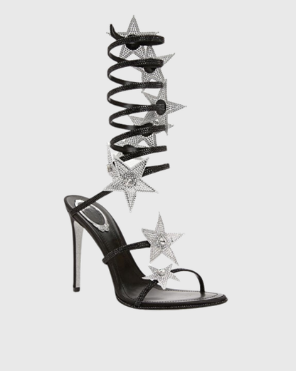 Elisa Star Snake Sandals In Black