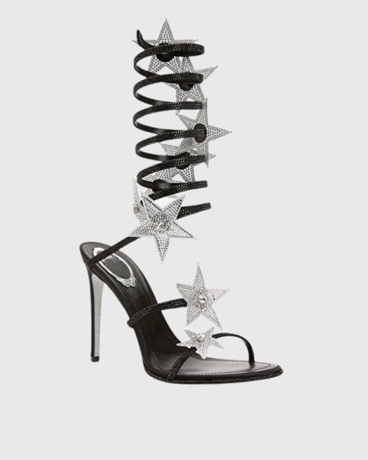 Elisa Star Snake Sandals In Black