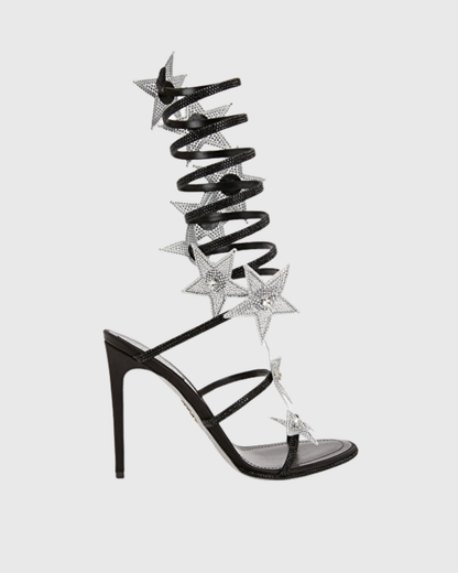 Elisa Star Snake Sandals In Black