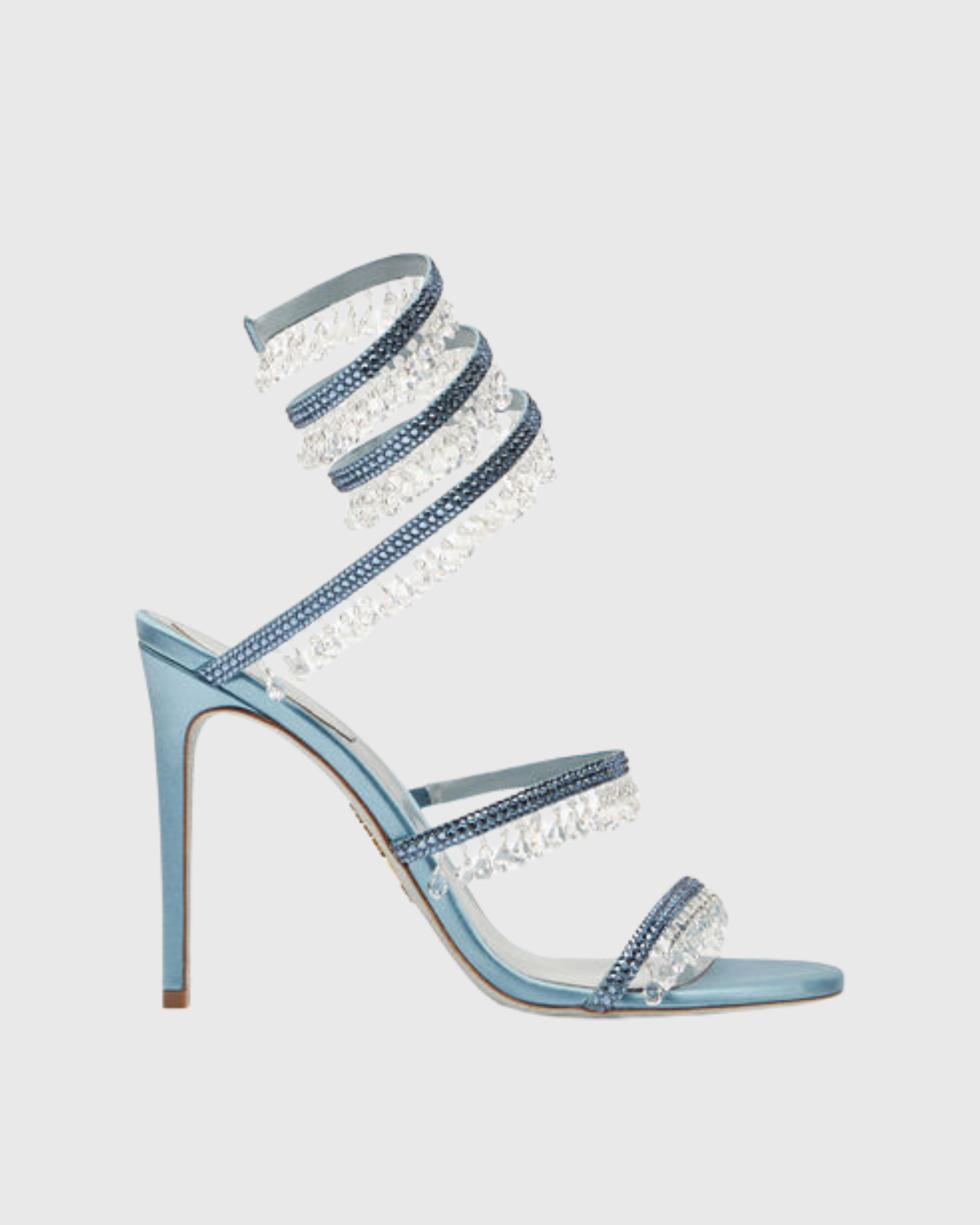 Elisa Rhineston Fringe Snake Sandals In Sky