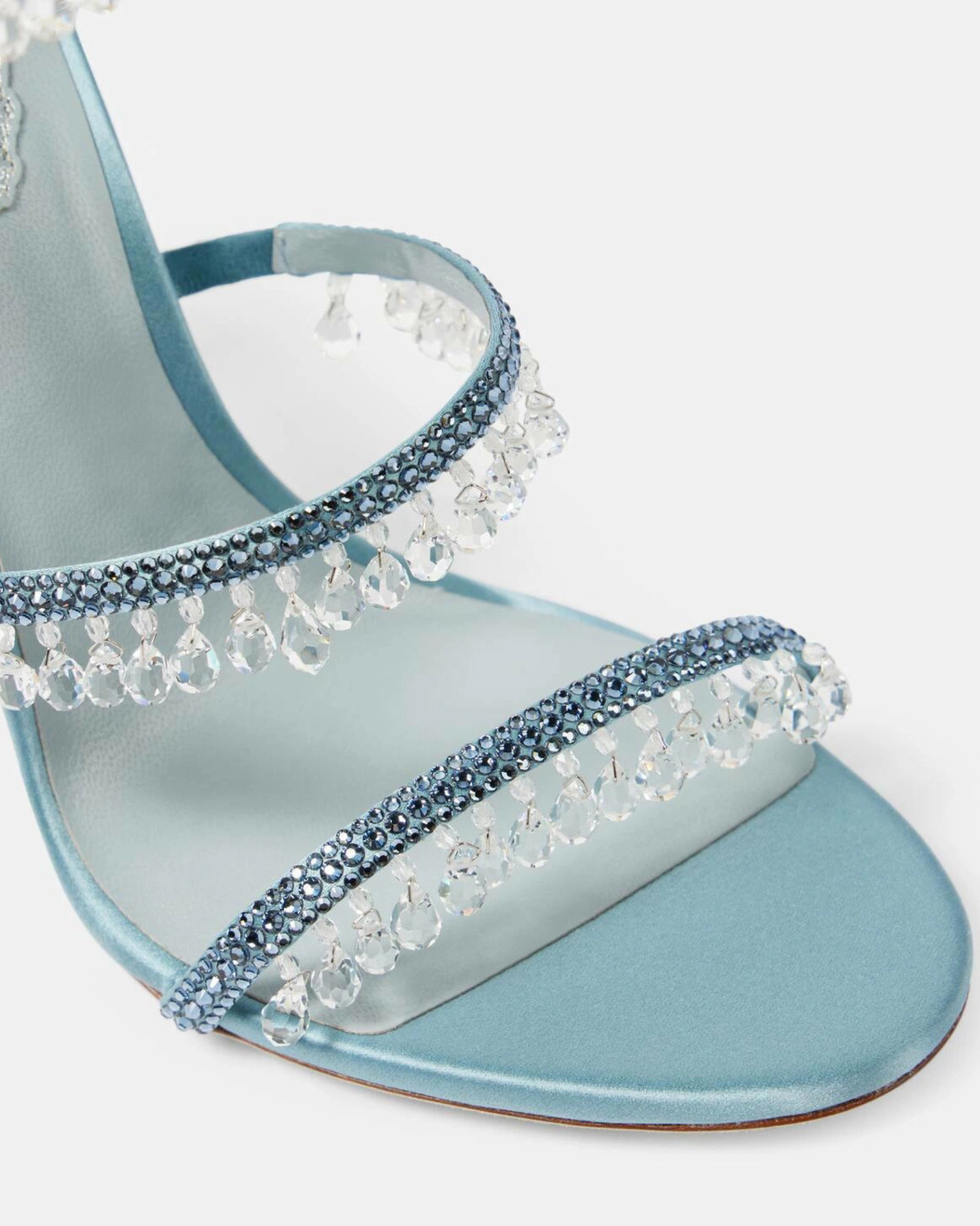 Elisa Rhineston Fringe Snake Sandals In Sky
