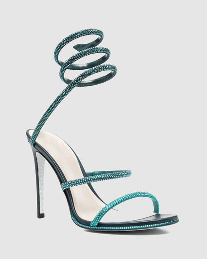 Elisa Rhinestone Embellished Snake Sandals