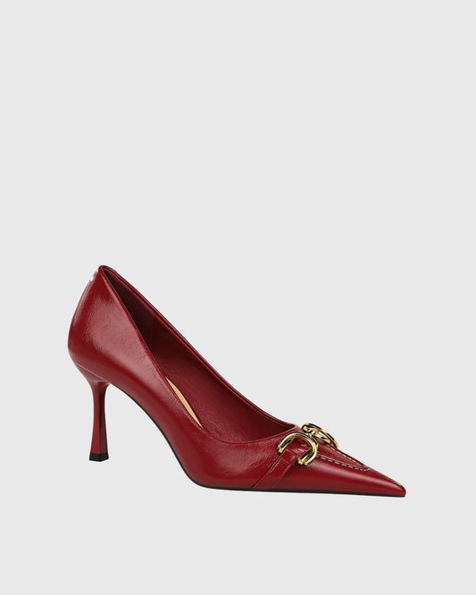 Eliza Metal Chain Folded Pumps In Wine