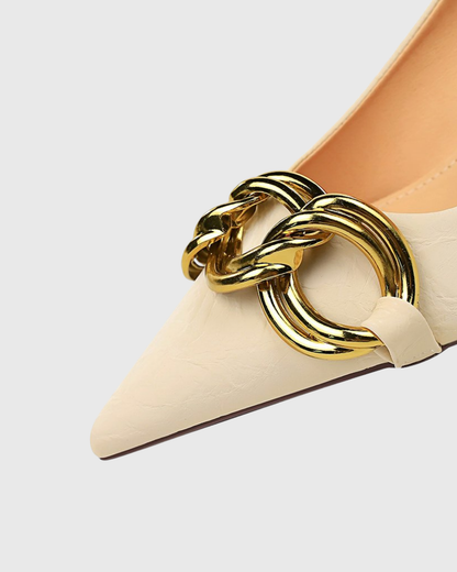 Eliza Metal Chain Pumps In White