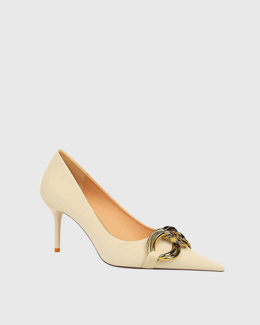 Eliza Metal Chain Pumps In White