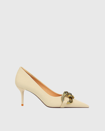 Eliza Metal Chain Pumps In White