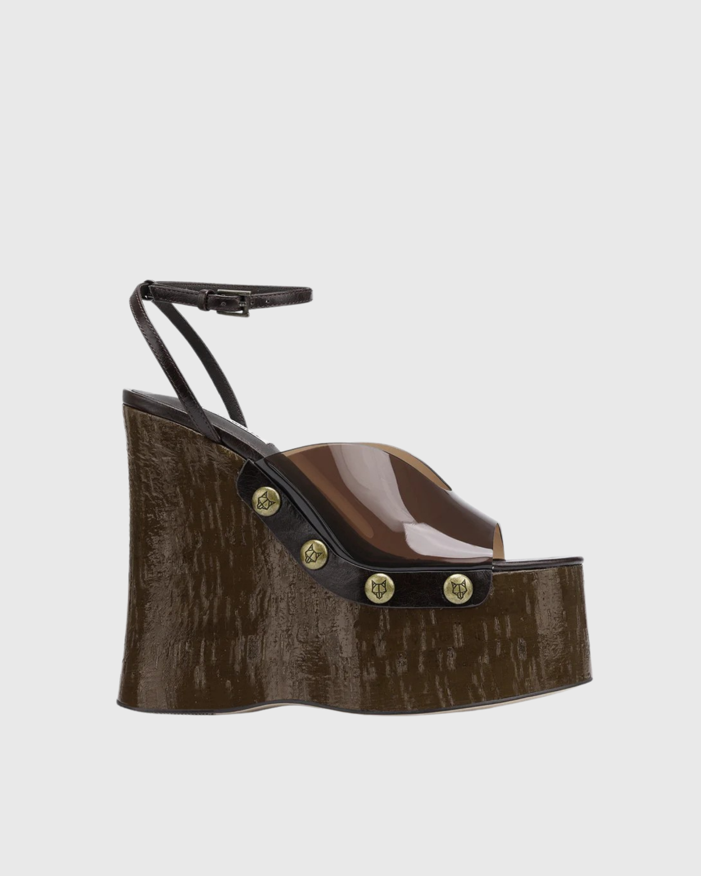 Ellen Pvc Panel Platform Sandals  In Brown