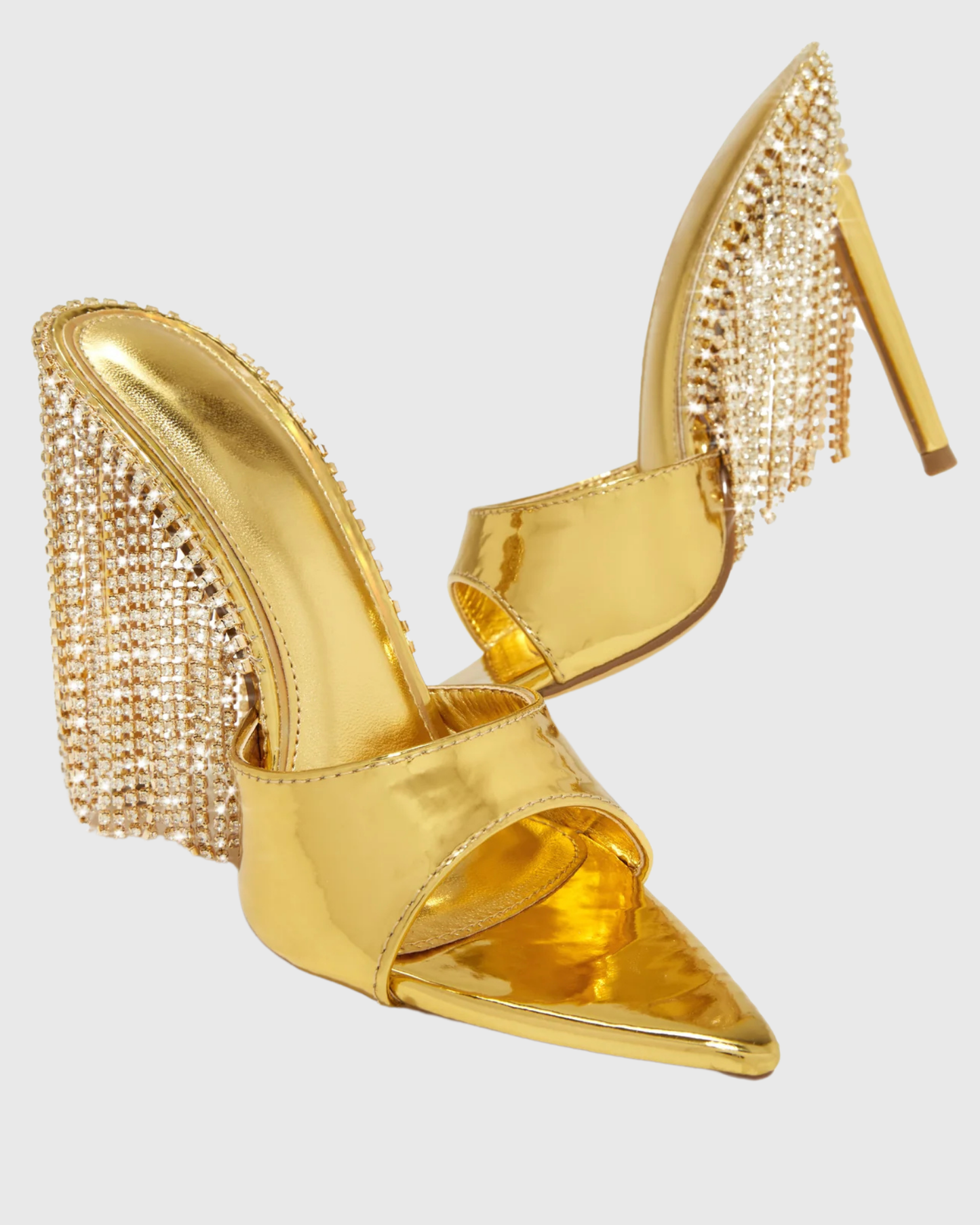 Ellie Diamond Fringe Metallic Slippers