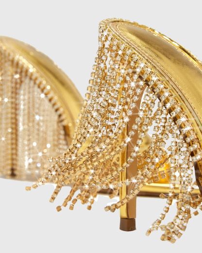 Ellie Diamond Fringe Metallic Slippers