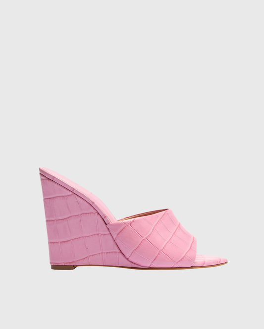 Ellie Texture Wedge Slippers In Pink