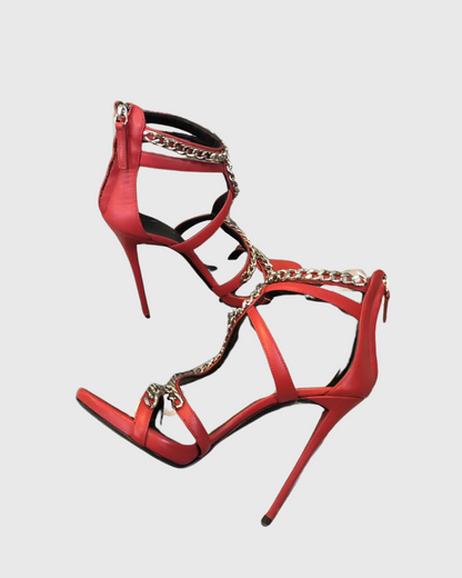 Elliot Chain Strap Sandals In Red