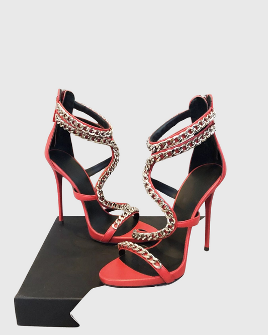 Elliot Chain Strap Sandals In Red