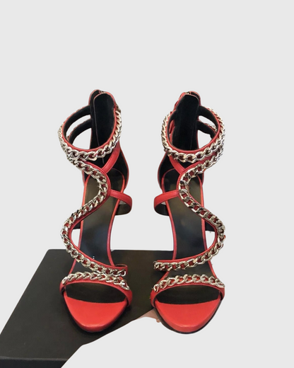 Elliot Chain Strap Sandals In Red