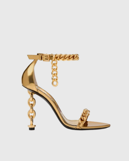 Elsie Chain Metallic Sandals In Gold
