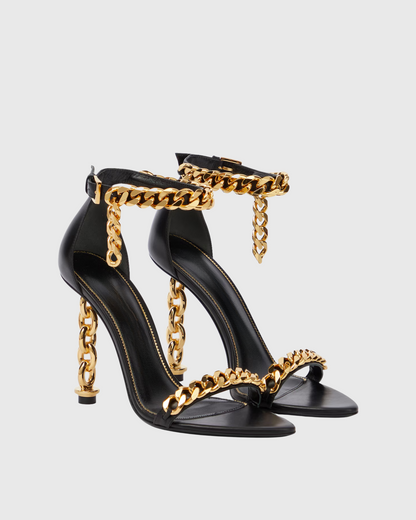 Elsie Chain Strap Sandals In Black