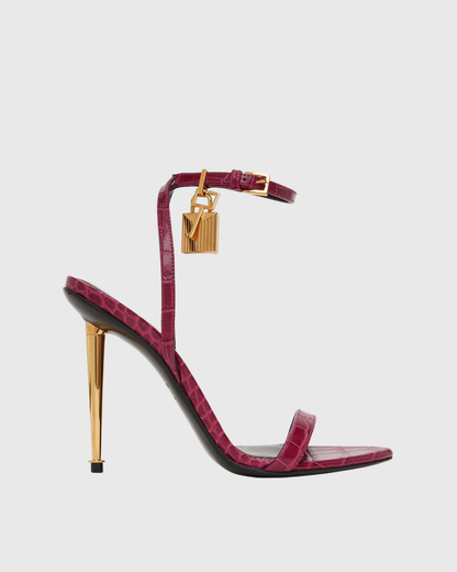 Elsie Snake Print Strap Sandals In Purple