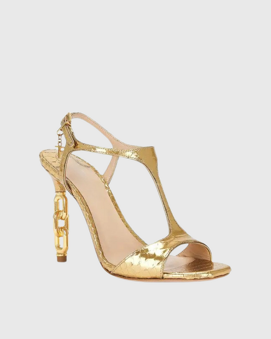 Elsie Texture Chain Sandals In Gold