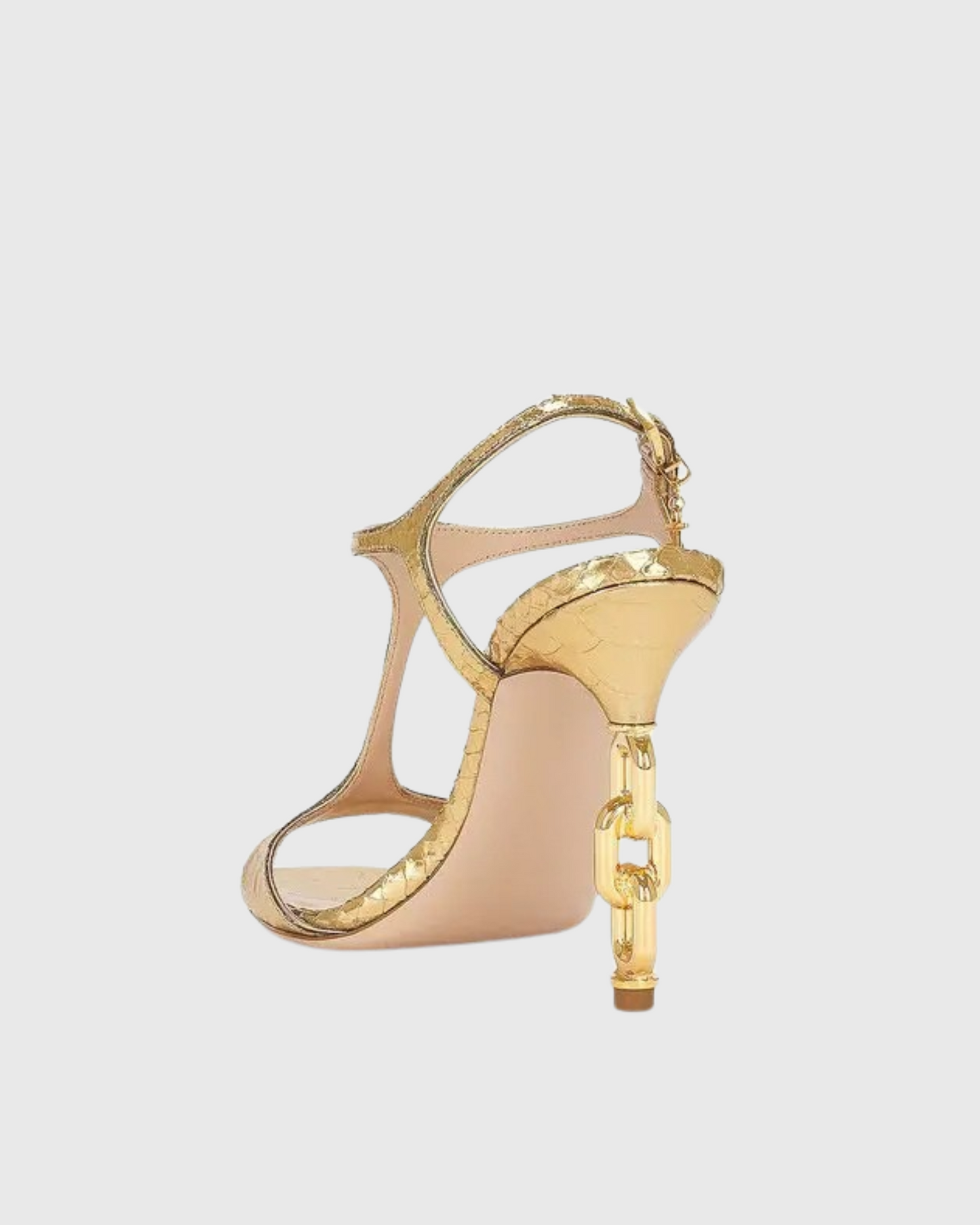 Elsie Texture Chain Sandals In Gold