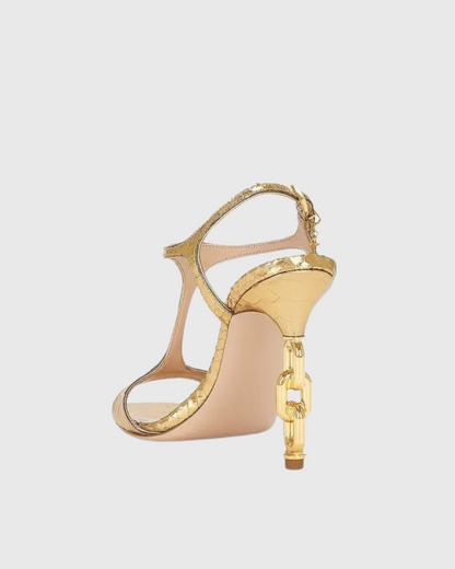 Elsie Texture Chain Sandals In Gold