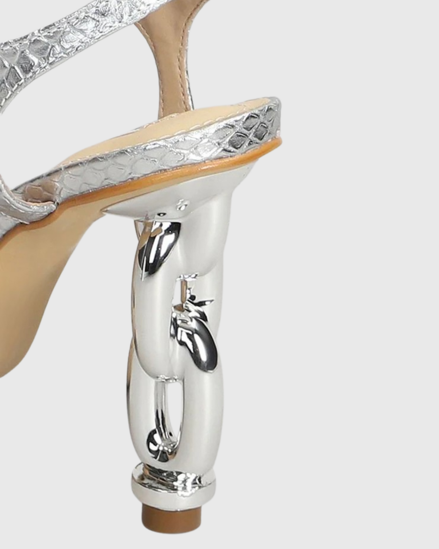 Elsie Texture Chain Sandals In Silver