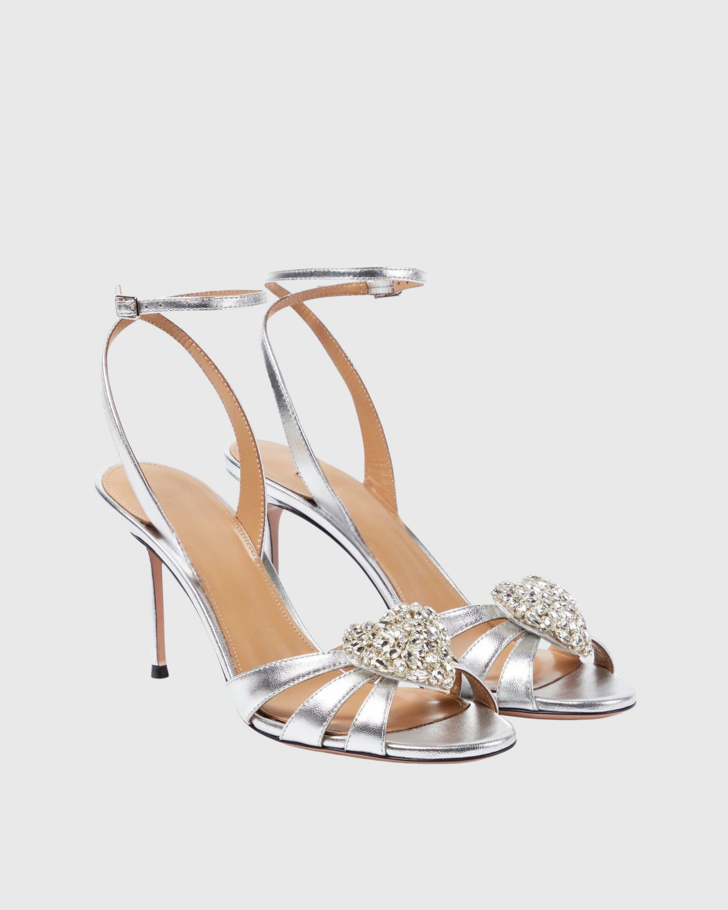 Emilee Rhinestore Heart Sandals In Silver