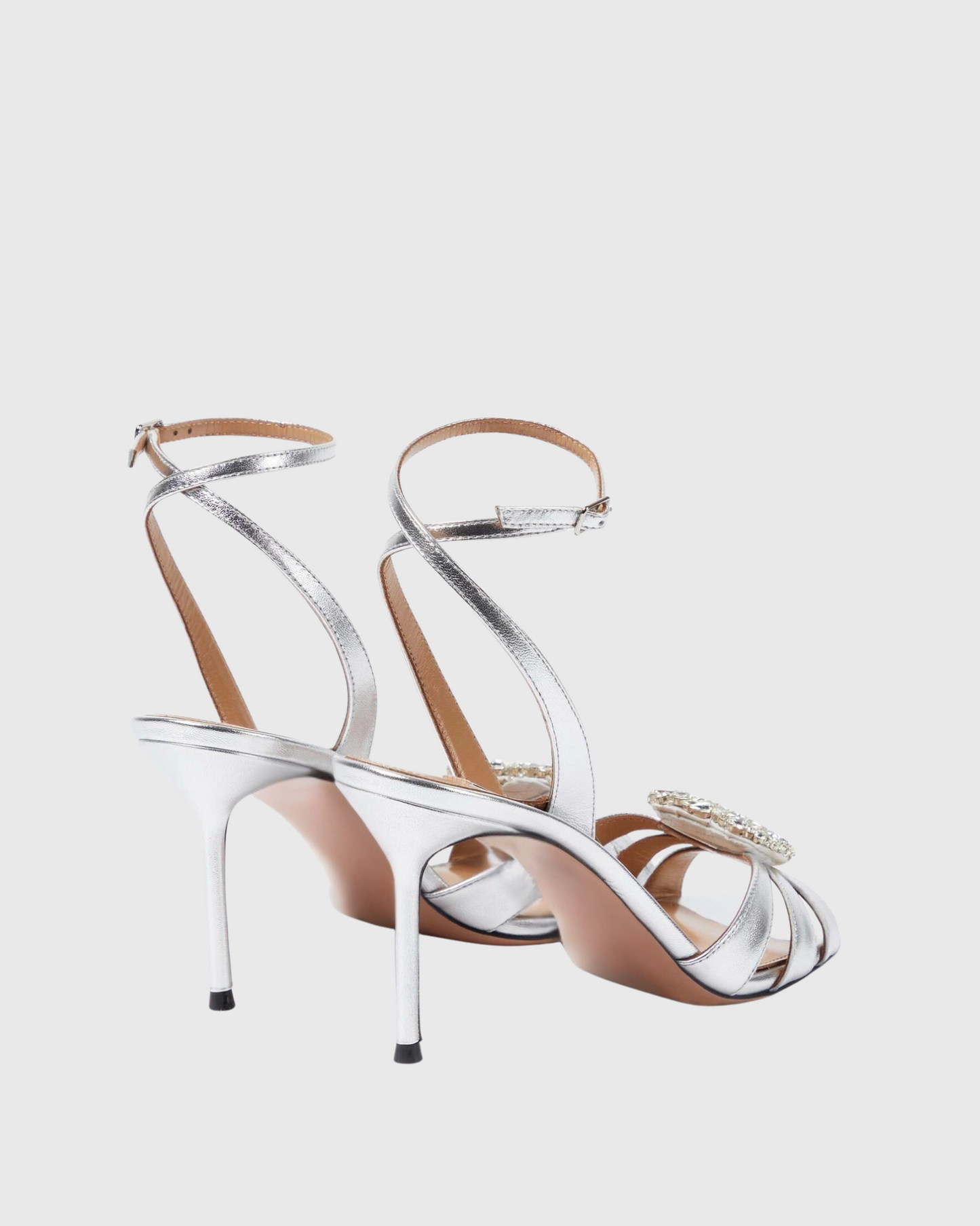 Emilee Rhinestore Heart Sandals In Silver