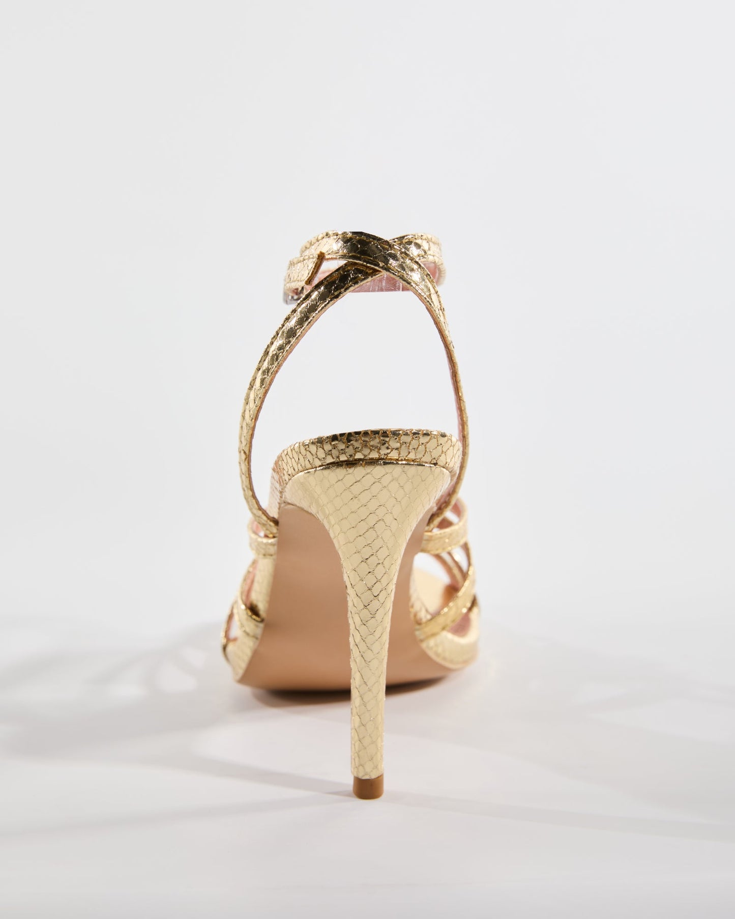 Emilee Diamond Flower Strap Cage Sandals In Gold