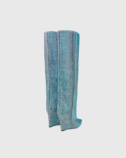 Enrica Rhinestone Embellished Wedge Knee High Boots