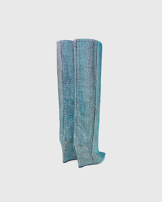 Enrica Rhinestone Embellished Wedge Knee High Boots