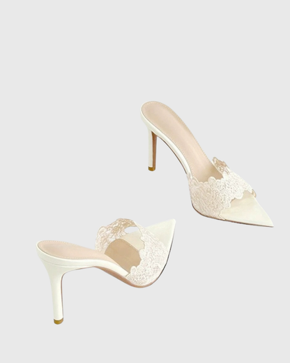 Vasha Lace Sandals In White