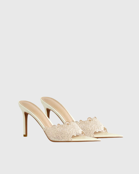 Vasha Lace Sandals In White