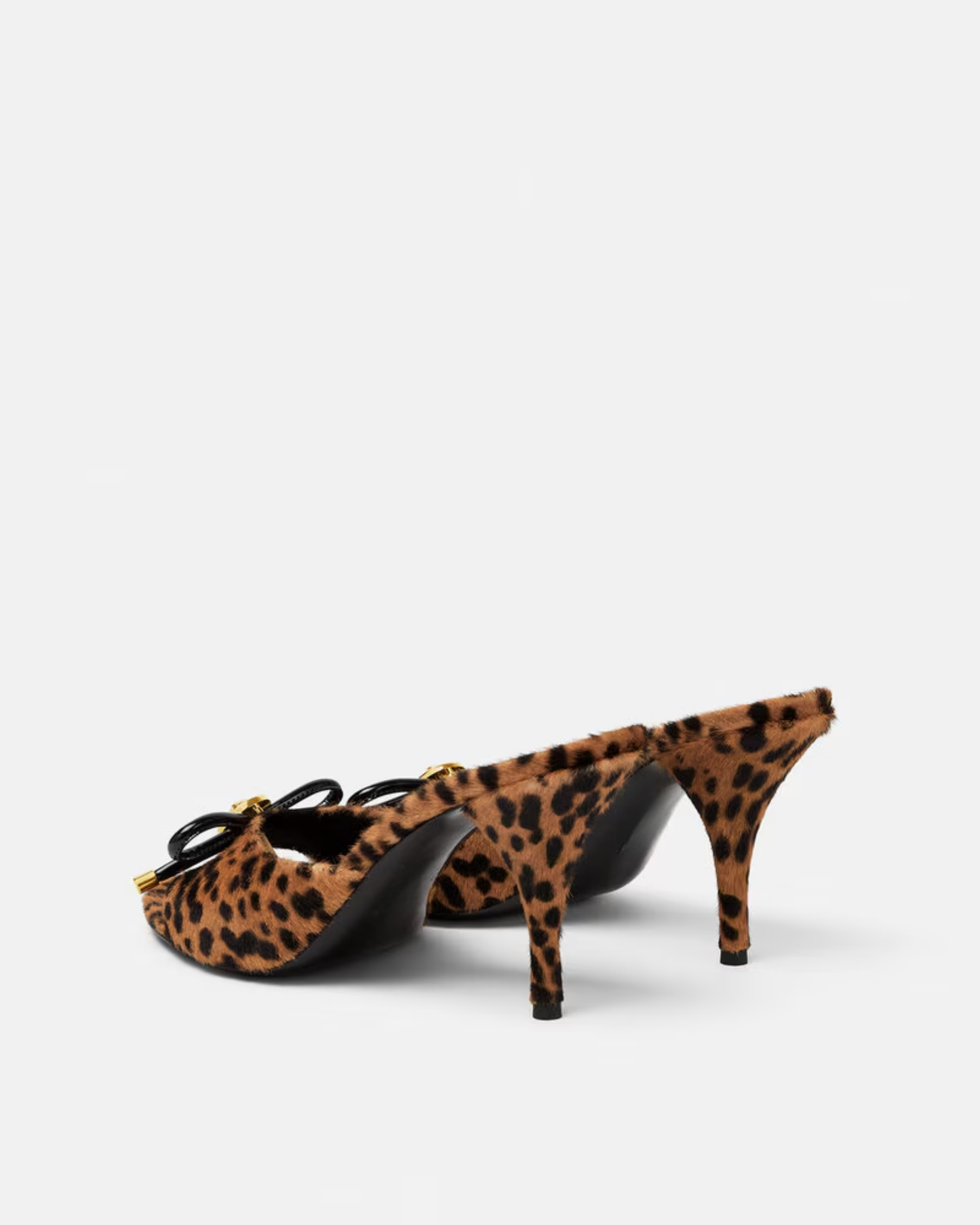 Eva Leopard Print Bow Velvet Slippers