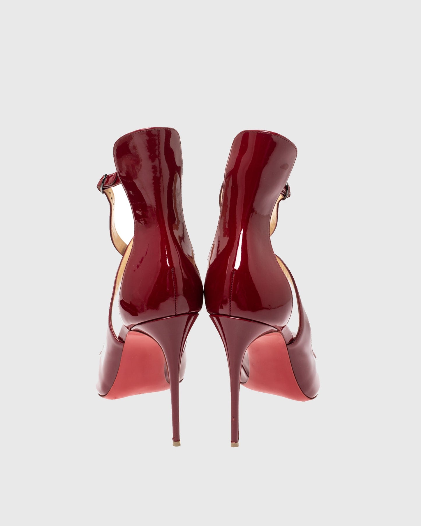 Evelina Leather Cross Strap Pumps In Red