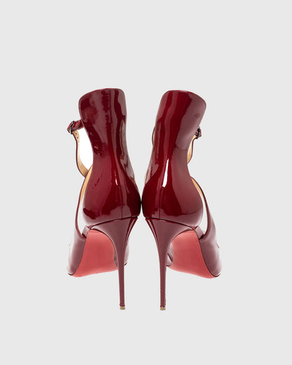 Evelina Leather Cross Strap Pumps In Red