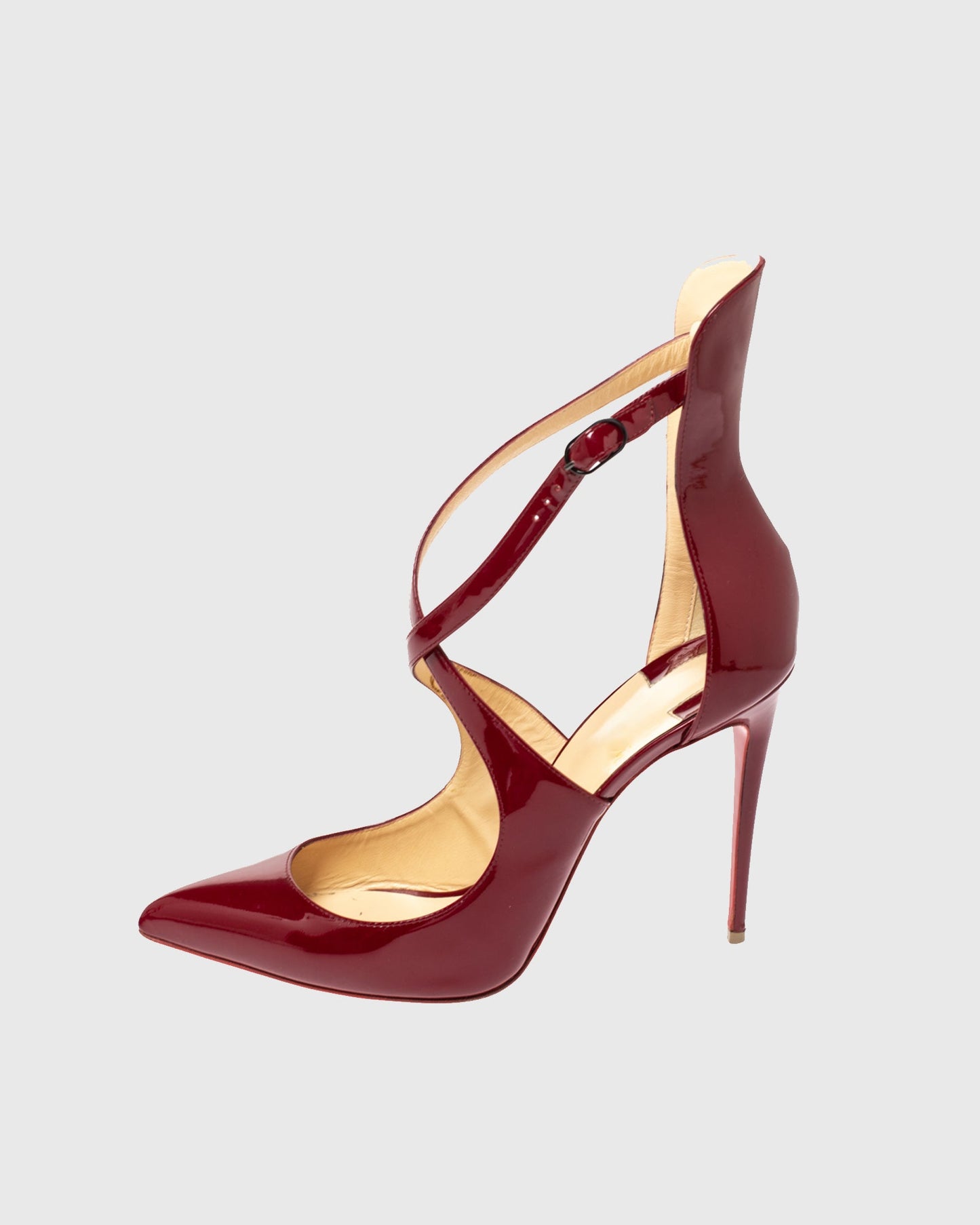 Evelina Leather Cross Strap Pumps In Red