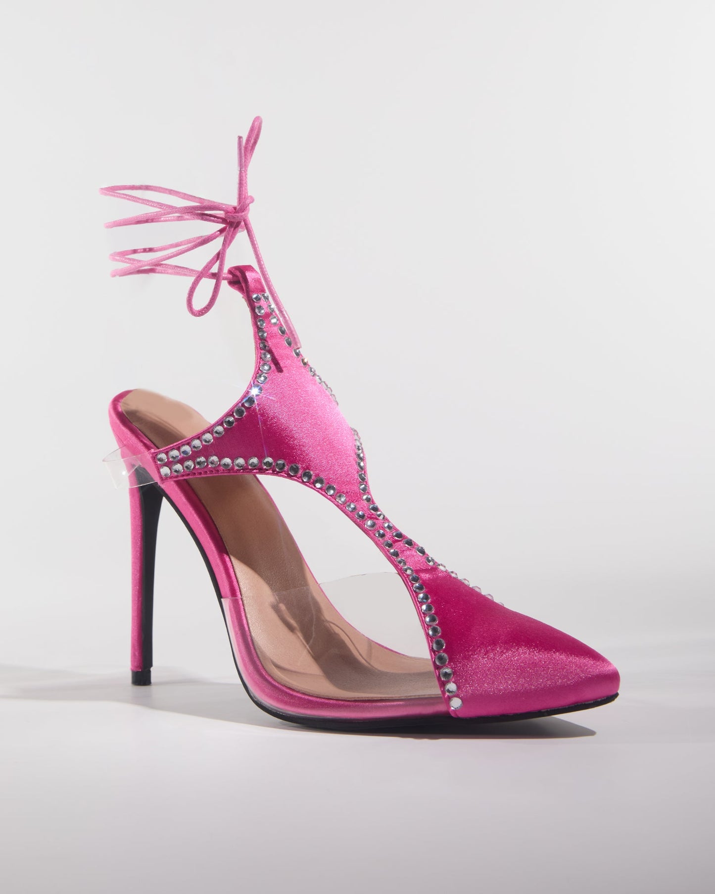 Everly Rhinestone Sexy Cutout Lace Up Pumps