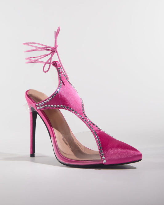 Everly Rhinestone Sexy Cutout Lace Up Pumps