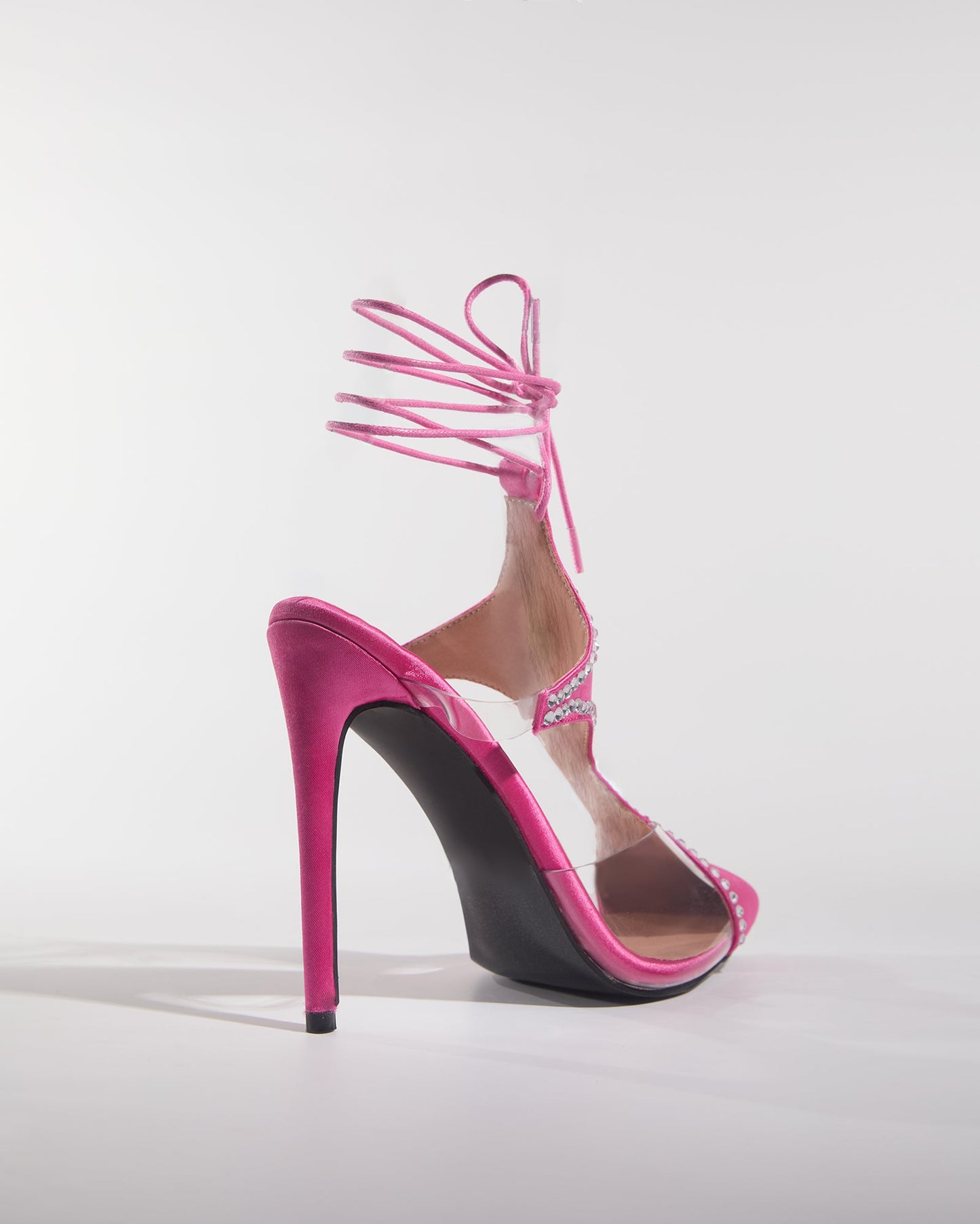 Everly Rhinestone Sexy Cutout Lace Up Pumps