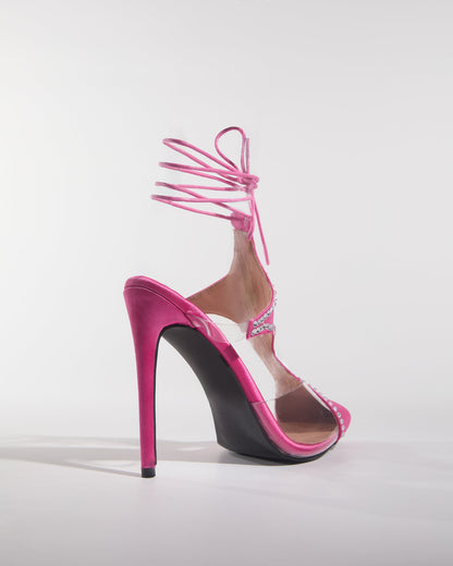 Everly Rhinestone Sexy Cutout Lace Up Pumps