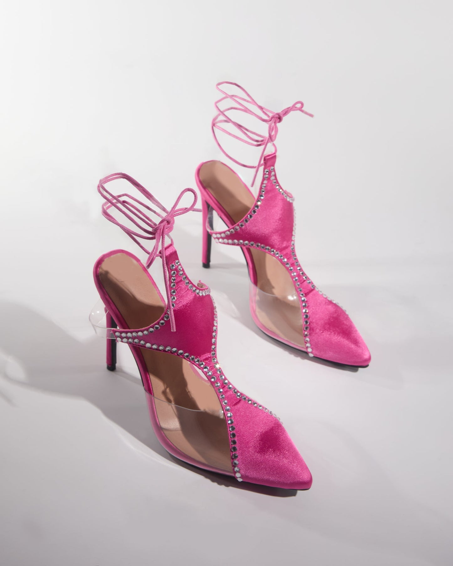 Everly Rhinestone Sexy Cutout Lace Up Pumps