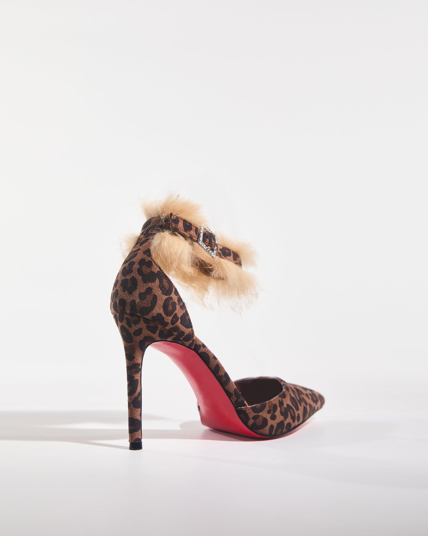 Evie Leopard Print Faux Fur Strap Pumps