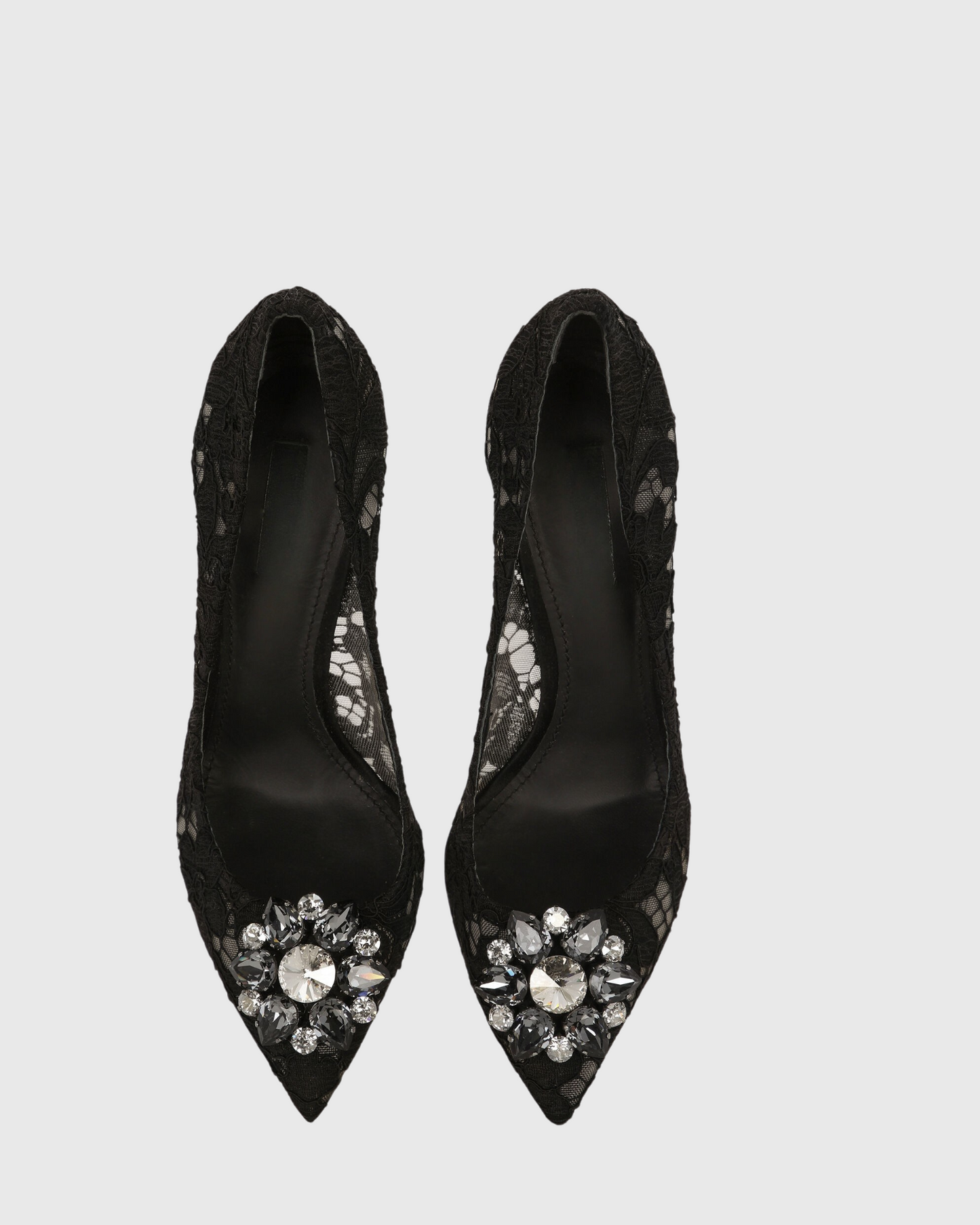 Ezra Rhinestone Lace Pumps In Black