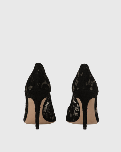 Ezra Rhinestone Lace Pumps In Black