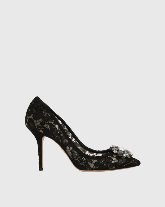 Ezra Rhinestone Lace Pumps In Black