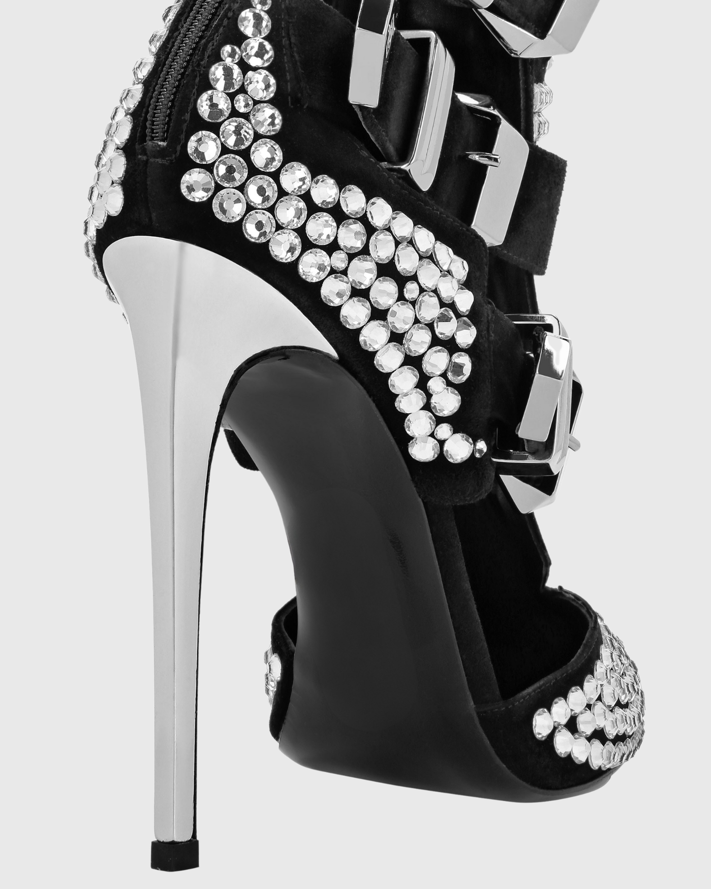 Fabian Silver Rhinestone Buckle Pumps