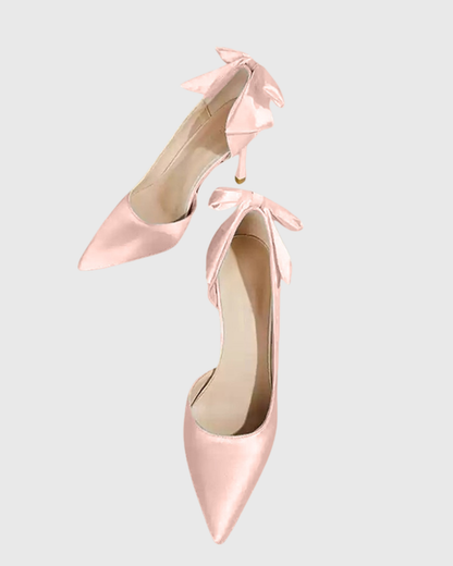 Fabrizia Bow Side Open Pumps In Peach