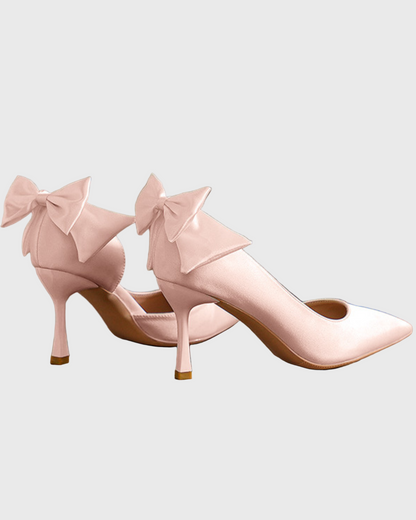 Fabrizia Bow Side Open Pumps In Peach